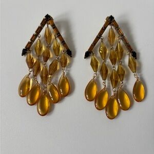 DylanLex amber glass chandelier earrings